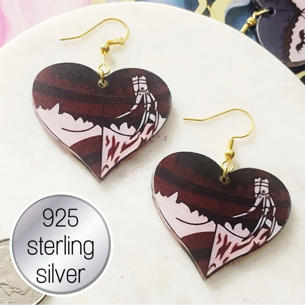 Heart-Shaped butt Freddy Kruger theme 925 Sterling Silver Earrings